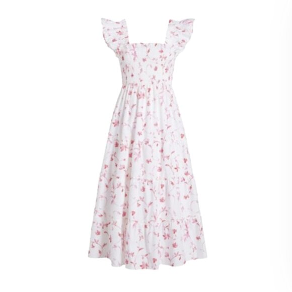 Hill House Dresses & Skirts - NWT Hill House Ellie Nap Dress Womens Small White Pink Rose Botanical Smocked